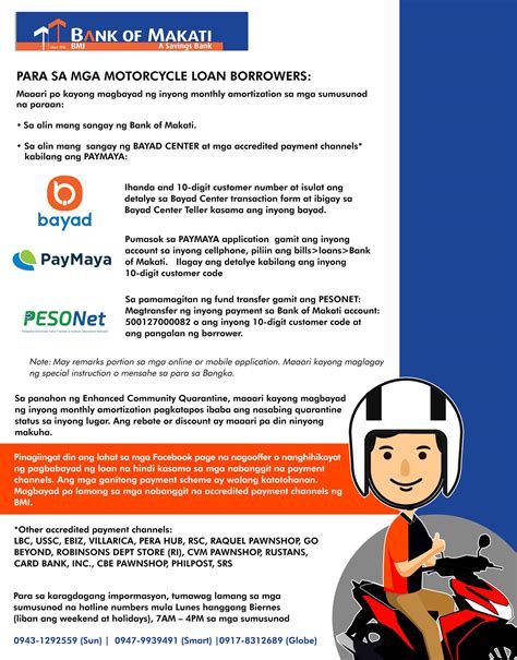 bank of makati motorcycle loan payment